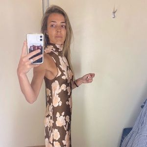 VINCE Satin Midi Dress High Neck XS 0 LIKE NEW